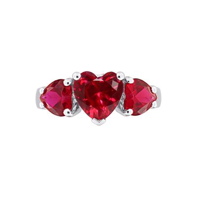 Lab-Created Ruby Heart Ring in Sterling Silver