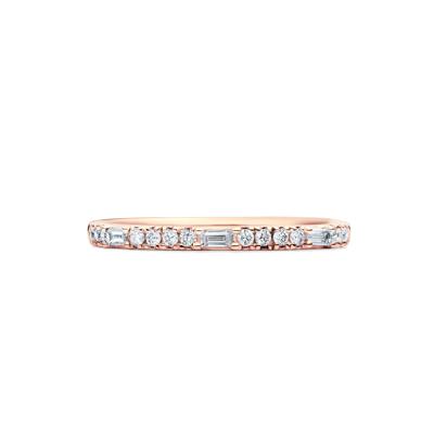 Lab Grown Diamond Round & Baguette Stack Band in 10K Rose Gold (1/5 ct. t.w)