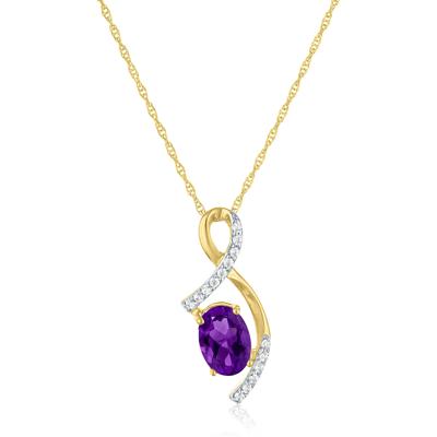 Amethyst and Diamond Accent Pendant in 10K Yellow Gold