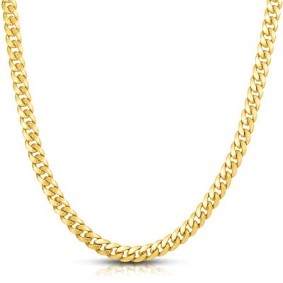Solid Miami Cuban Curb Link Chain in 14K Yellow Gold, 24"