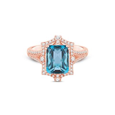 Blue Topaz Engagement Ring with Diamonds in 14K Rose Gold (1/3 ct. tw.)