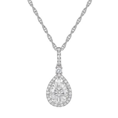 Pear-Shaped Diamond Cluster Pendant in 10K White Gold (1/4 ct. tw.)