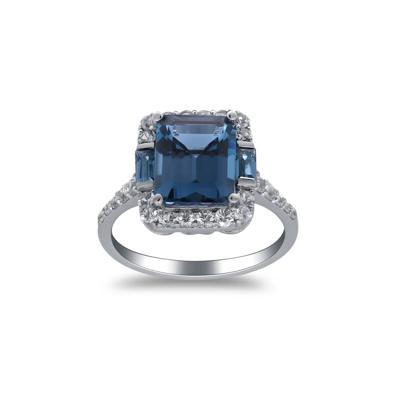 London Blue Topaz and White Sapphire Ring in Sterling Silver