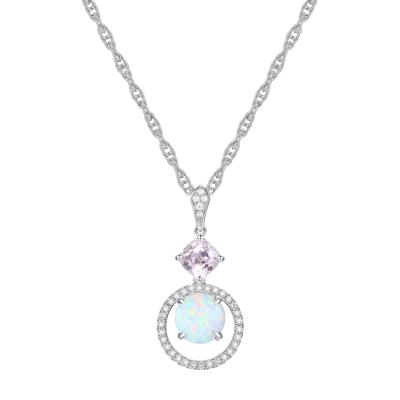Lab Created Opal Dangle Pendant in Sterling Silver