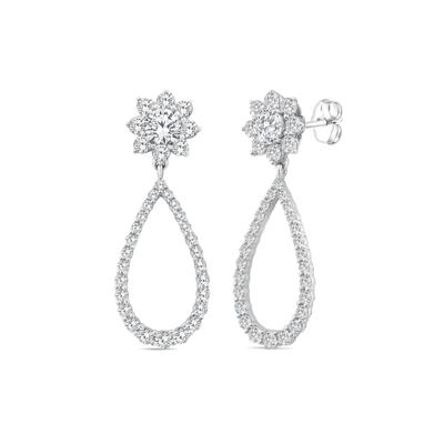 Lab Grown Diamond Starburst Drop Earrings in 14K White Gold (2 ct. tw.)