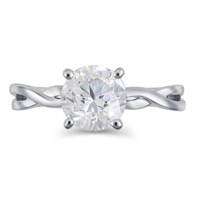 Twist-Shank Semi-Mount Engagement Ring in 14K White Gold (Setting Only)