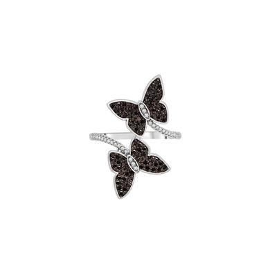 Black and White Diamond Butterfly Ring in Sterling Silver (1/2 ct. tw.)