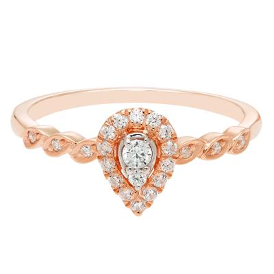 Pear-Shaped Diamond Promise Ring with Halo in 10K Rose Gold (1/5 ct. tw.)