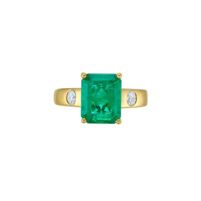 Emerald and Diamond Ring in 14K Yellow Gold (1/5 ct. tw.)