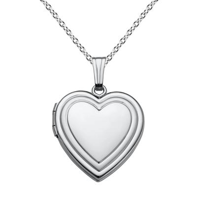 Heart Locket Necklace in Sterling Silver, 18"