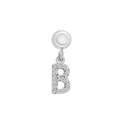 Diamond Accent B Initial Bead Charm in Sterling Silver