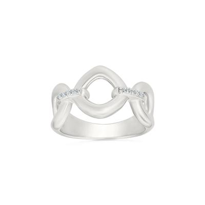 Diamond Accent Link Ring in Sterling Silver