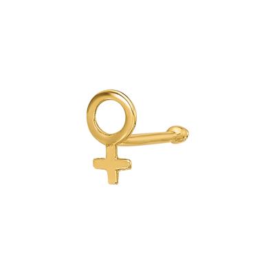 Polished Female Symbol Nose Stud in 14K Yellow Gold, 20 Gauge