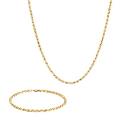 Hollow Rope Chain and Bracelet Box Set in 10K Yellow Gold