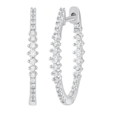 Diamond Graduated Hoop Earrings in 10K White Gold (1/2 ct. tw.)