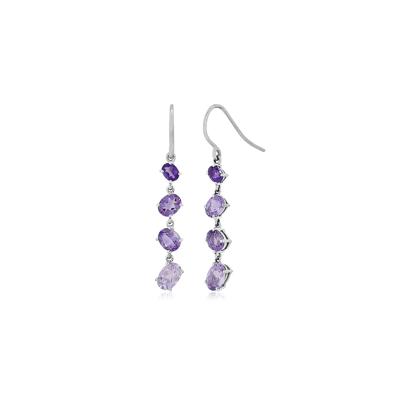 Amethyst & Rose de France Drop Earrings in Sterling Silver
