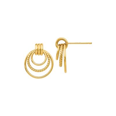 Triple Hoop Post Earrings in 14K Yellow Gold