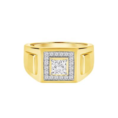 Men's Princess-Cut Lab Grown Diamond Ring in 10K Yellow Gold (3/4 ct. tw.)