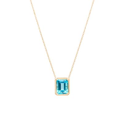 Blue Topaz Octagon Faux-Bezel Pendant in 10K Yellow Gold
