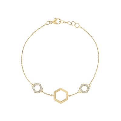 Diamond Hexagon Bracelet in 10K Yellow Gold (1/5 ct. tw.)