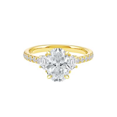 Khai Lab Grown Diamond Oval Engagement Ring in 14K Yellow Gold (2 3/4 ct. tw.)