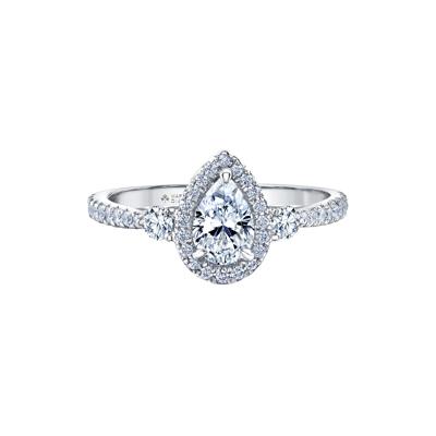 Pear-Shaped Diamond Halo Engagement Ring in 14K White Gold (7/8 ct. tw.)