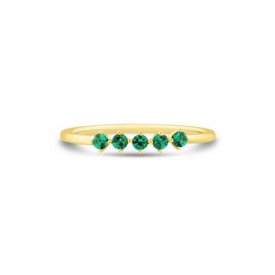 Lab-Created Emerald Five-Stone Band in 10K Yellow Gold