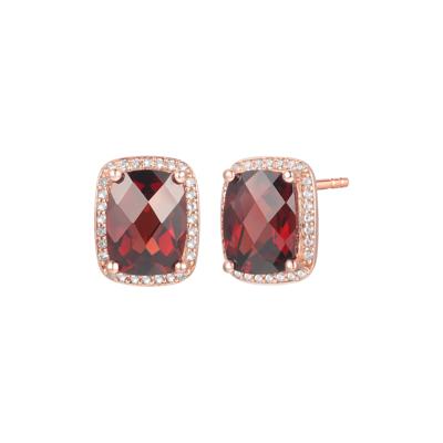 Garnet & 1/7 ct. tw. Diamond Earrings in 10K Rose Gold