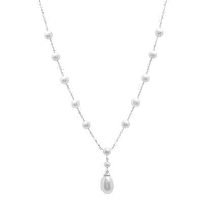 Pearl Drop Pendant Necklace in Sterling Silver