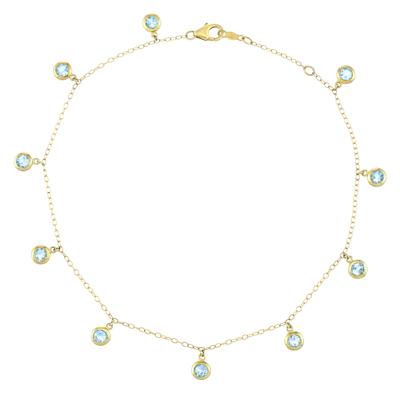 Blue Topaz Anklet in 10K Yellow Gold