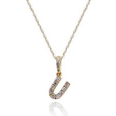 Diamond U Initial Pendant in 10K Yellow Gold (1/10 ct. tw.)