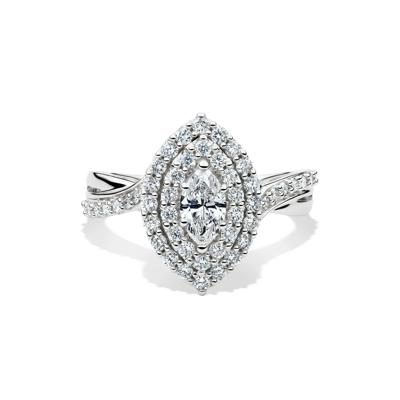 Marquise Diamond Halo Engagement Ring in 14K White Gold (1 ct. tw.)