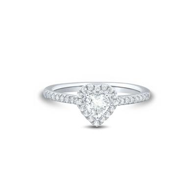 Lab Grown Diamond Heart-Shaped Center Promise Ring in 10K White Gold (1/2 ct. tw.)