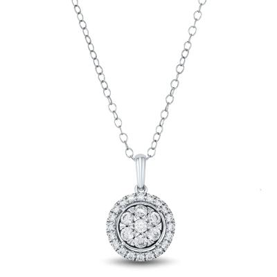Lab Grown Diamond Pendant with Round Cluster in 14K White Gold (5/8 ct. tw.)