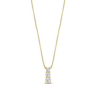 Lab Grown Three-Stone Diamond Pendant in 14K Yellow Gold (1/2 ct. tw.)