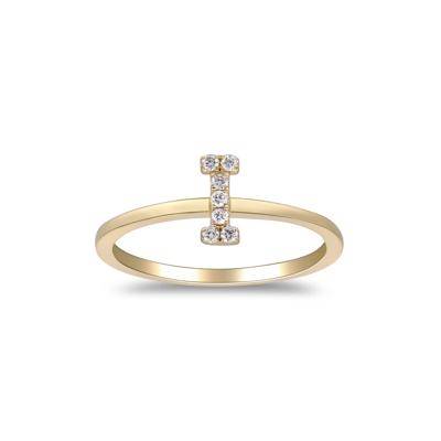 Diamond Accent "I" Initial Ring in 10K Yellow Gold