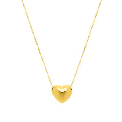 Puff Heart Pendant in 14K Yellow Gold