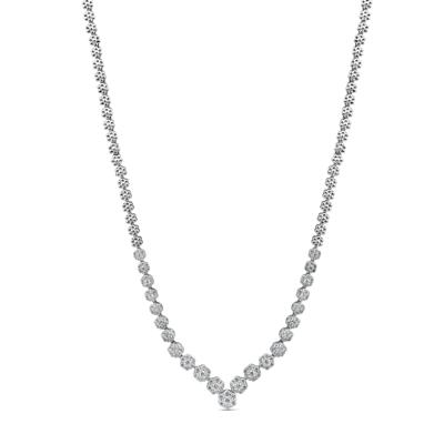 Lab Grown Diamond 7-Stone Cluster Necklace in 10K White Gold (3 ct. tw.)