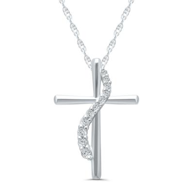 Diamond Accent Cross Pendant in 10K White Gold
