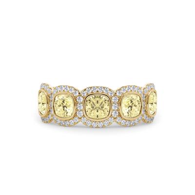 Lab Grown Diamond Yellow Cushion-Cut & Round Anniversary Band in 14K Yellow Gold (3 ct. tw.)