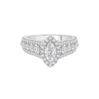 Lab Grown Diamond Marquise-Cut Halo Engagement Ring in 14K White Gold (1 1/2 ct. tw.)