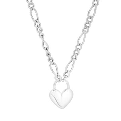 Puffy Heart Padlock Necklace in Sterling Silver