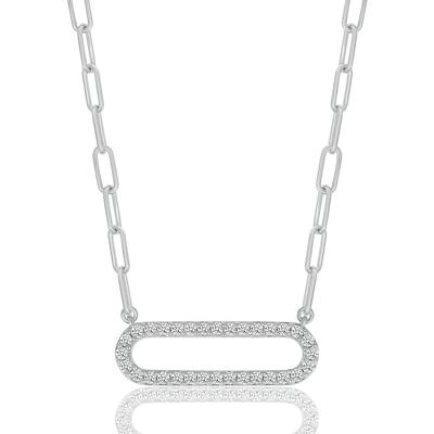 Diamond Paperclip Pendant in Sterling Silver (1/5 ct. tw.)