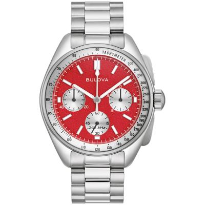 Men's Lunar Pilot Watch With Red Dial and in Stainless Steel