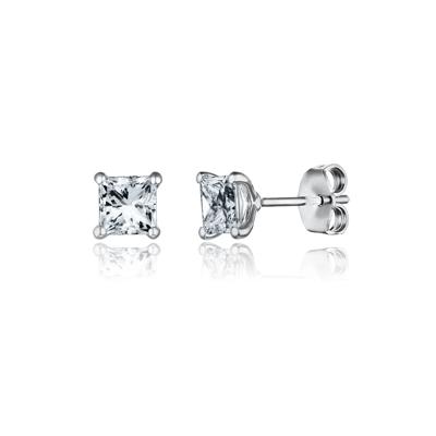 Lab Created White Sapphire Stud Earrings in Sterling Silver