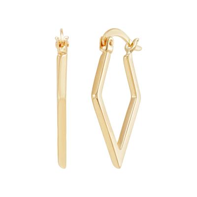 Diamond-Shaped Hoop Earrings in 10K Yellow Gold, 9x14MM