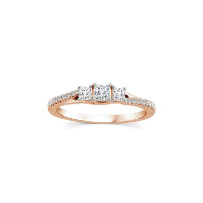 Princess-Cut Diamond Three-Stone Ring in 14K Rose Gold (1/2 ct. tw.)