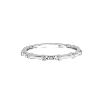 Diamond Bamboo Stack Ring in 10K White Gold (1/10 ct. tw.)