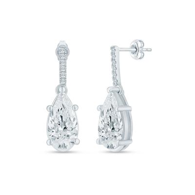 Lab Grown Pear-Shaped Diamond Drop Earrings in Platinum (4 ct. tw.)