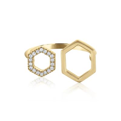 Diamond Open Hexagonal Ring in 10K Yellow Gold (1/10 ct. tw.)